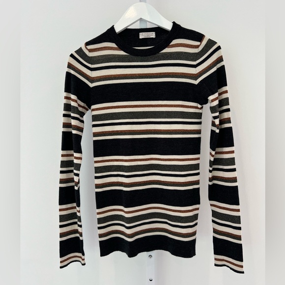 BRUNELLO CUCINELLI MULTI WOOL CASHMERE STRIPE KNIT SIZE XS NWOTS! - Picture 1 of 17